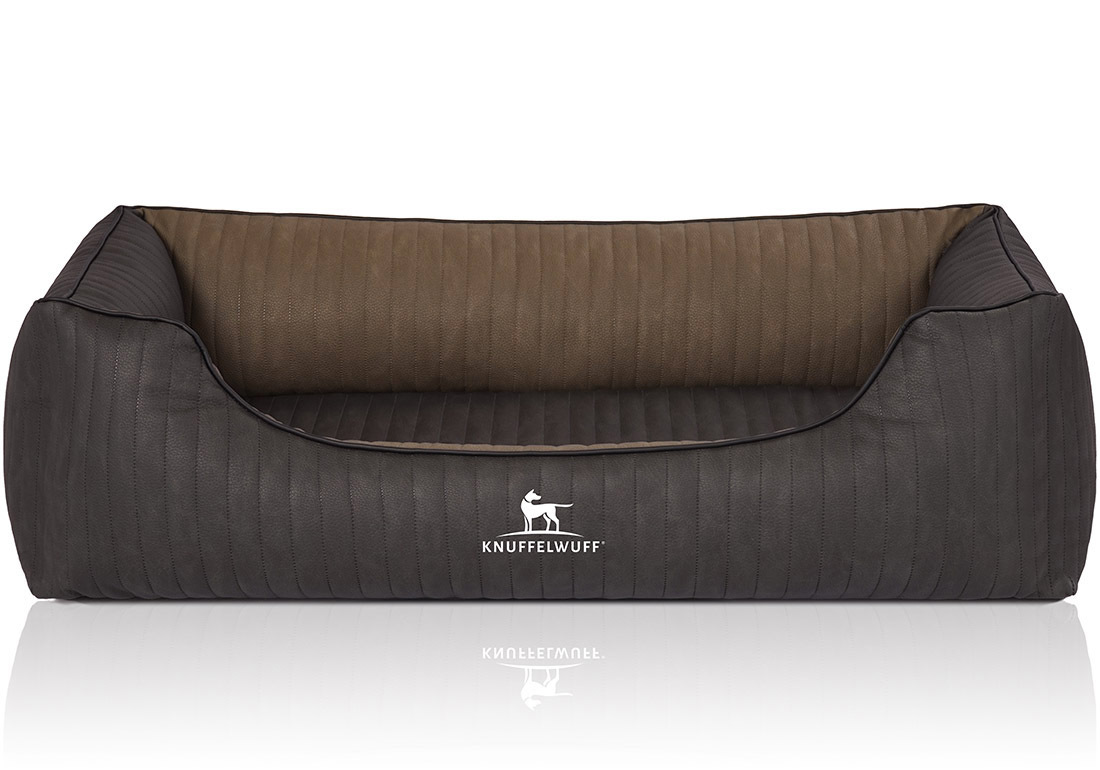 Knuffelwuff Hundebetten Knuffelwuff Orthopädisches Hundebett Outback aus laser-gestepptem Kunstleder schwarz/ gelb XXL