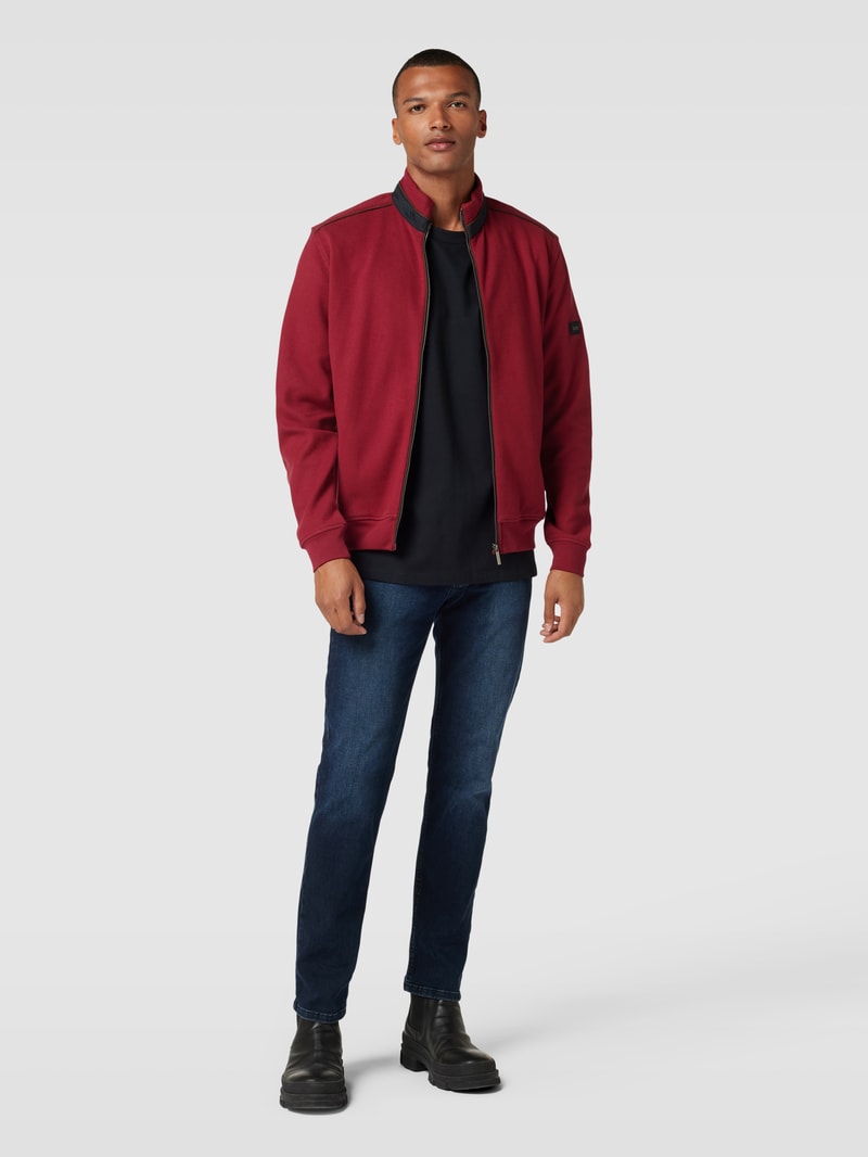 Sweatjacke mit Reißverschluss in bordeaux rot