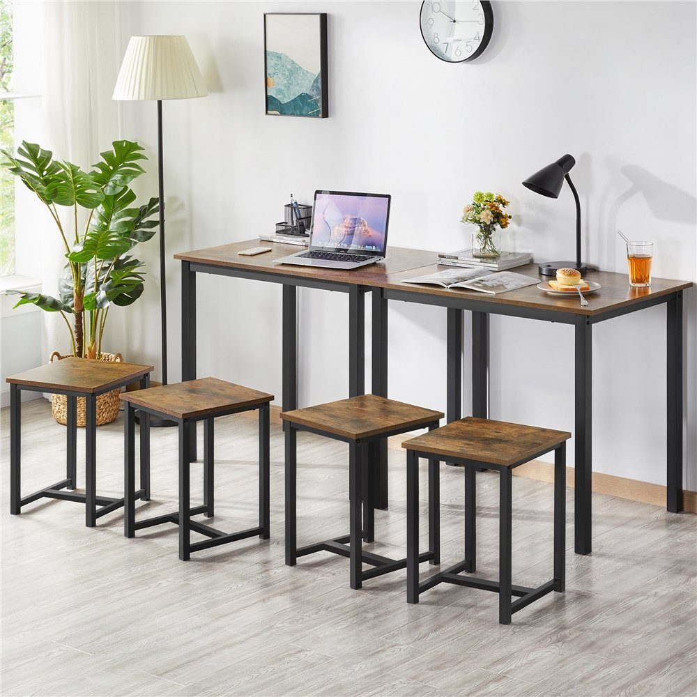 Yaheetech Essgruppe, Bartisch-Set, Stehtisch mit 2 Barhockern Holz