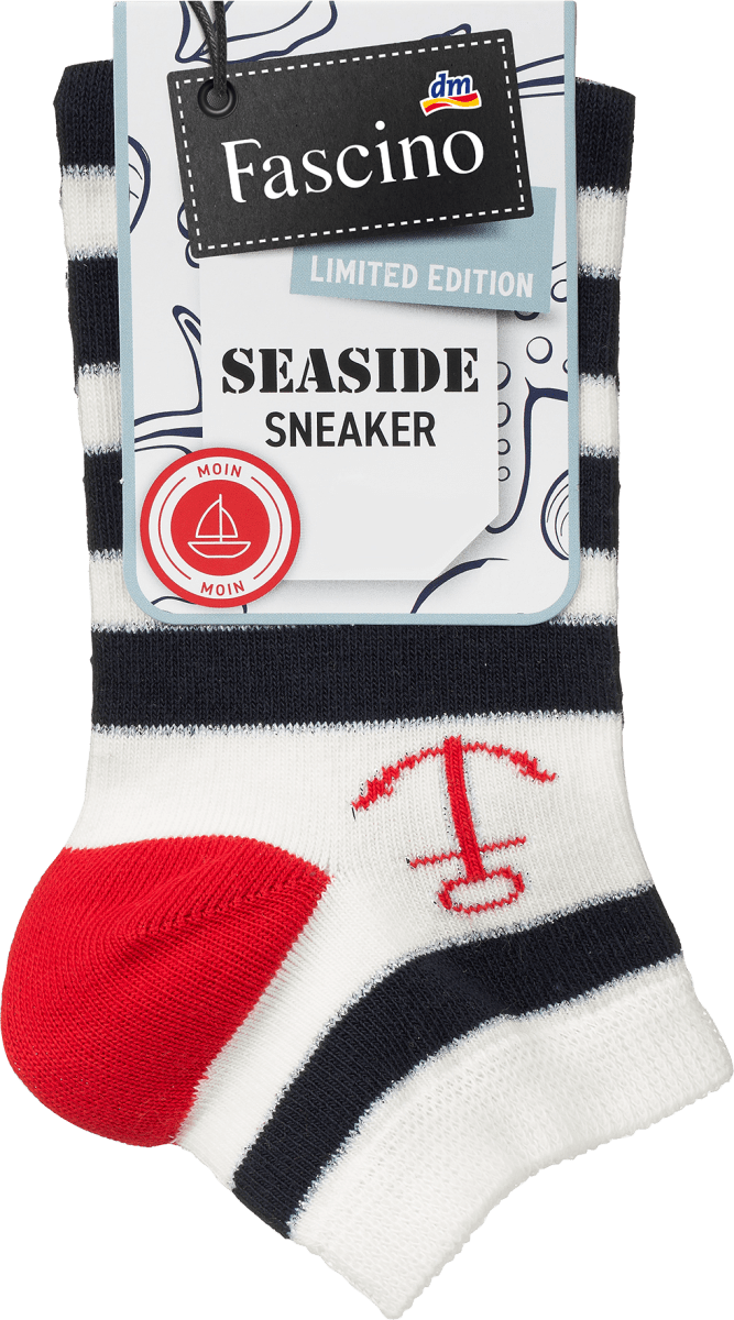 Sneaker Socken mit Anker-Motiv weiß & blau Gr. 39-42, 1 St