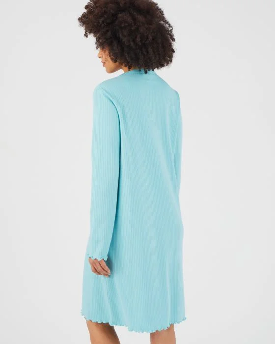 Chemise de nuit maille interlock côtelée douce et souple