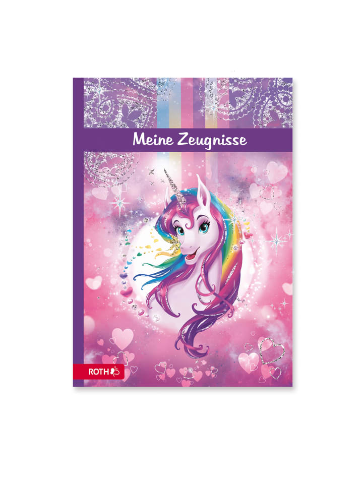 ROTH Zeugnismappe Einhornportrait mit Glitzereffekt in Rosa günstig kaufen onesize