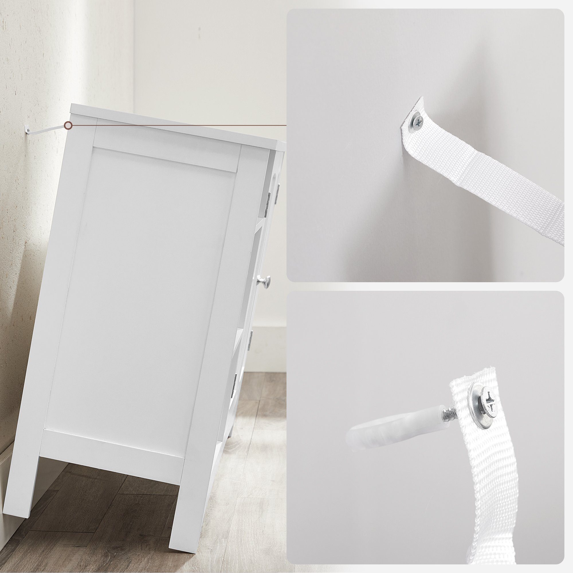 VASAGLE Waschbeckenunterschrank höhenverstellbare Ablagen, 90 x 30 x 60 cm
