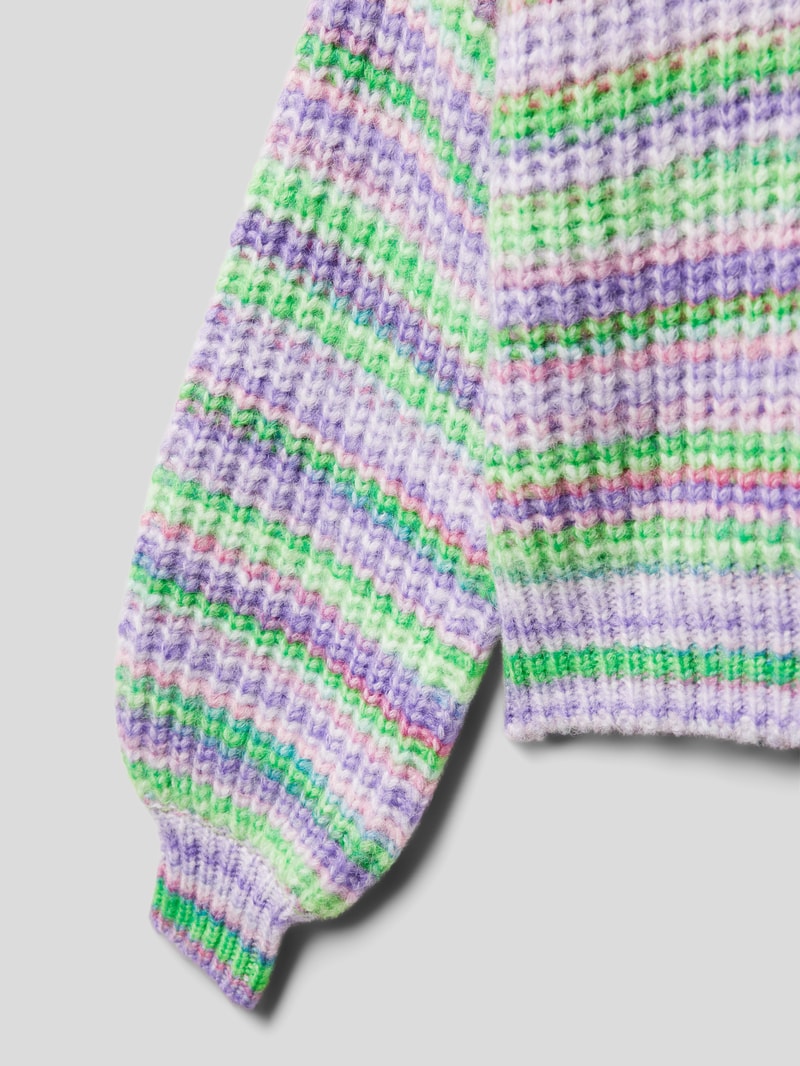 Strickpullover mit Ballonärmeln in pastellgelb meliert