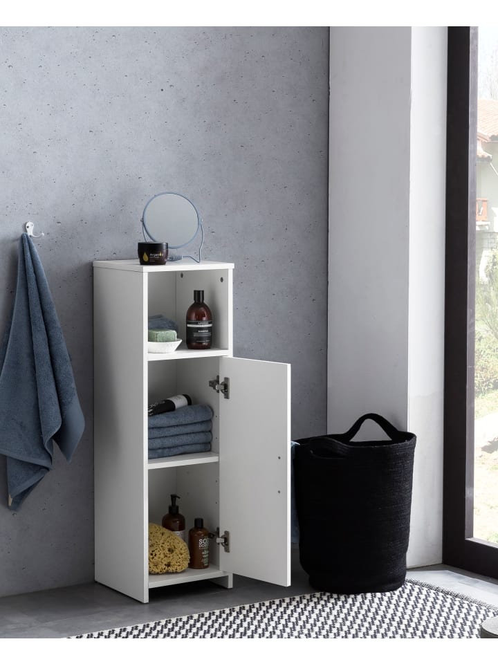 KADIMA DESIGN Badschrank 30 x 95,5 x 30 cm weiß Holz mit Tür und Ablagefach, günstig kaufen onesize