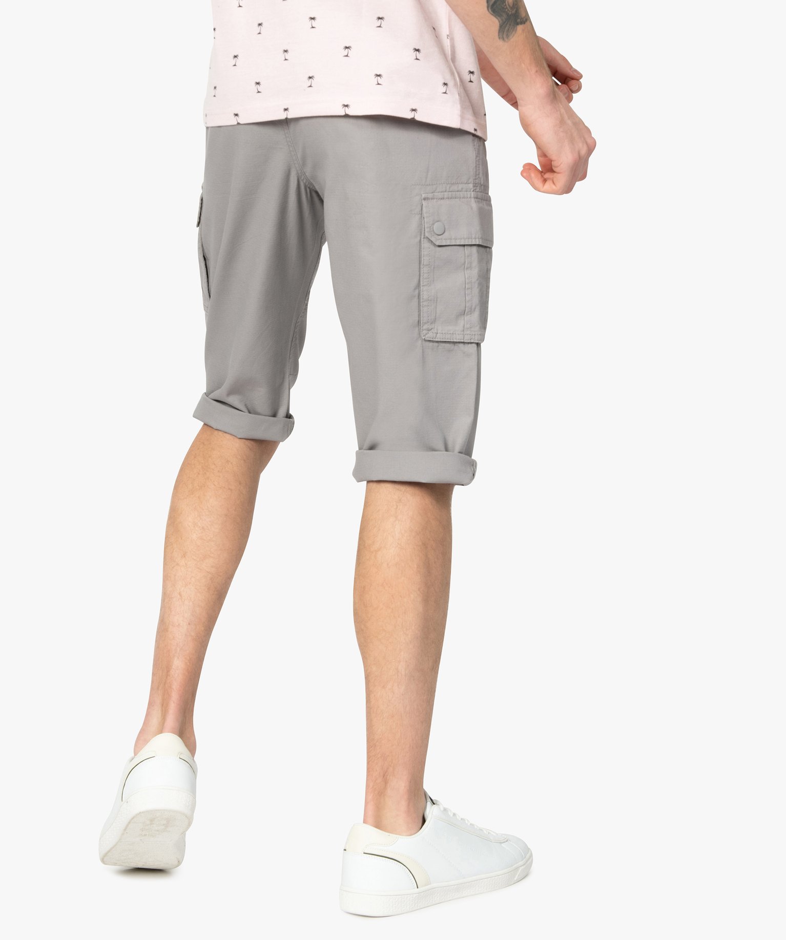 Pantacourt homme multipoche gris clair | GEMO