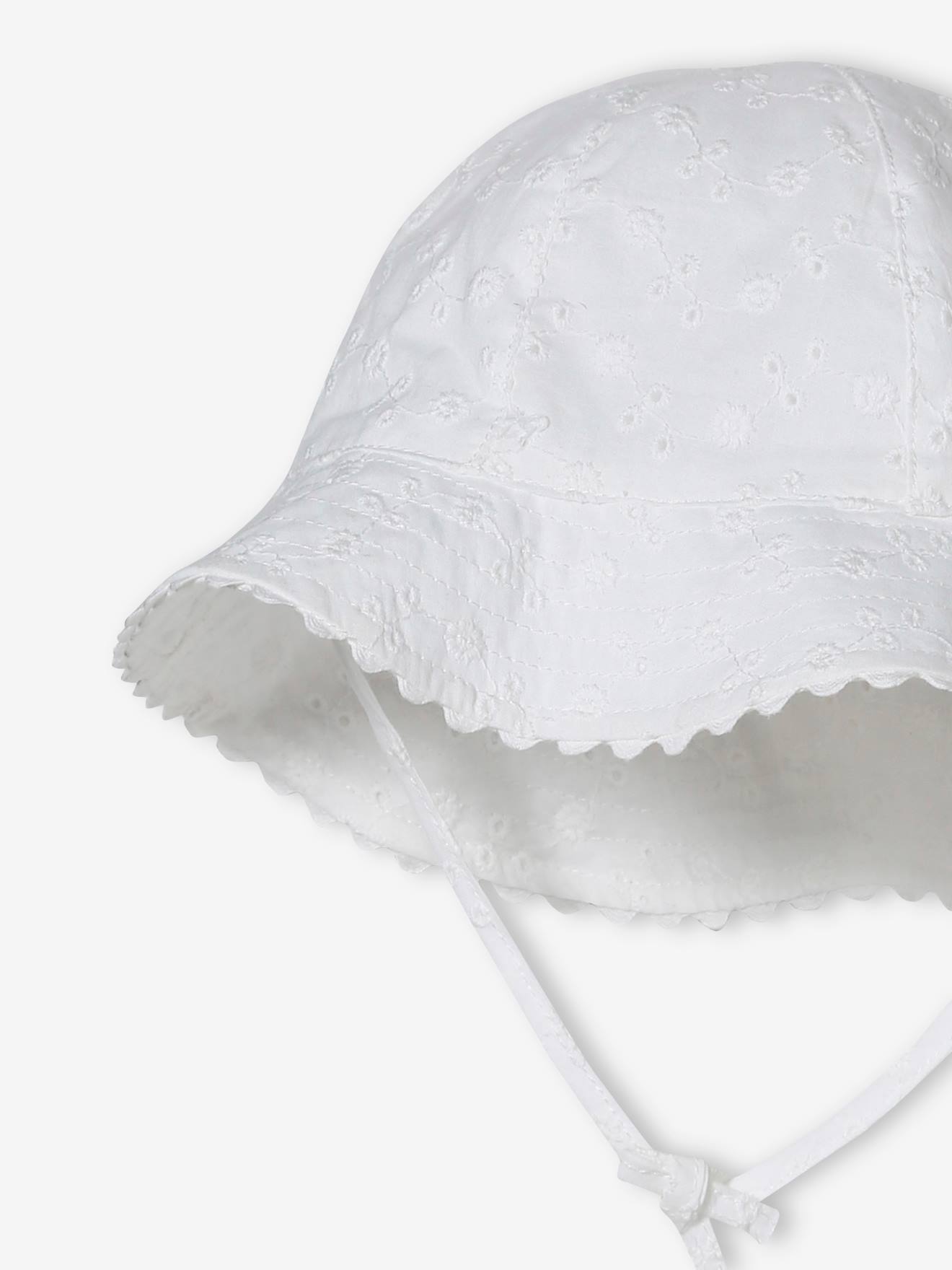 Vertbaudet Mädchen Baby Sonnenhut mit Lochstickereien - wollweiß