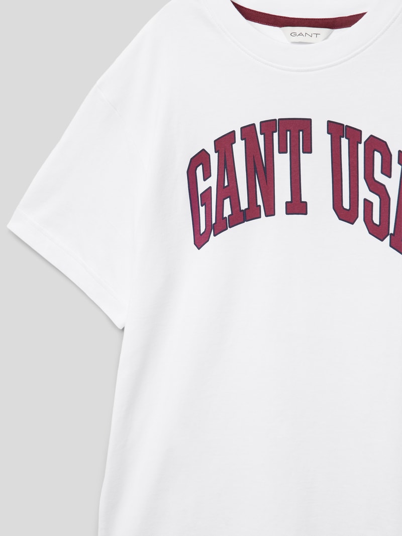 Oversized T-Shirt mit Label-Print in weiß