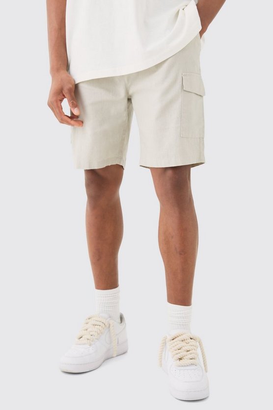 Leinen Cargo-Shorts mit elastischem Bund