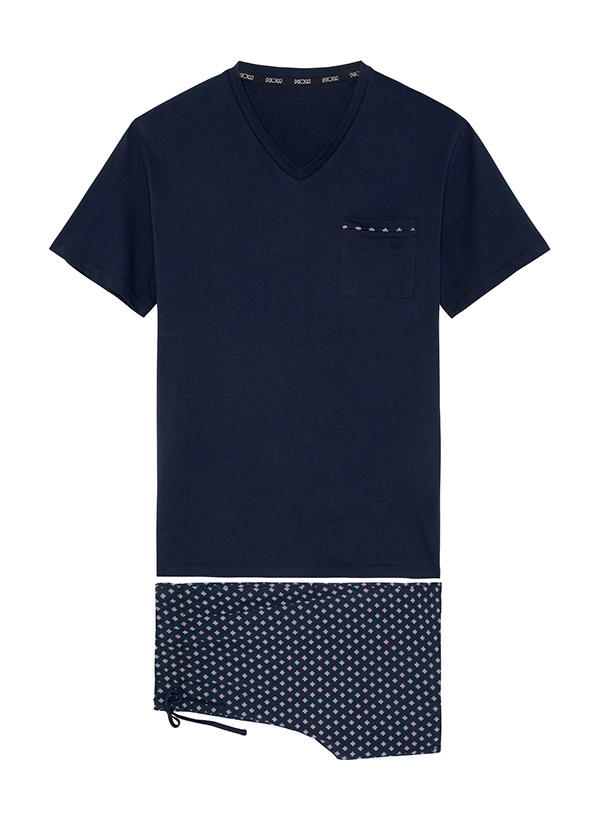 HOM, Pyjama, Baumwoll-Jersey, navy gemustert