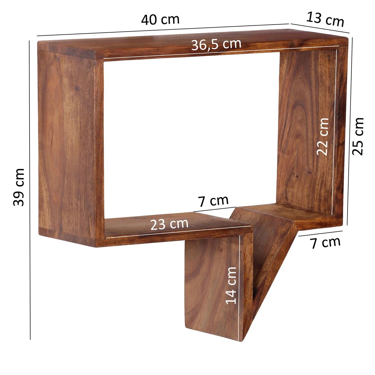 Wohnling 2er Set Wandregale Massivholz Sheesham Cubes