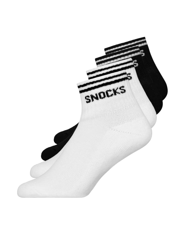 SNOCKS Retro Sneaker Socken aus Bio-Baumwolle 4 Paar in Schwarz-Weiß (Streifen) günstig kaufen 35-38