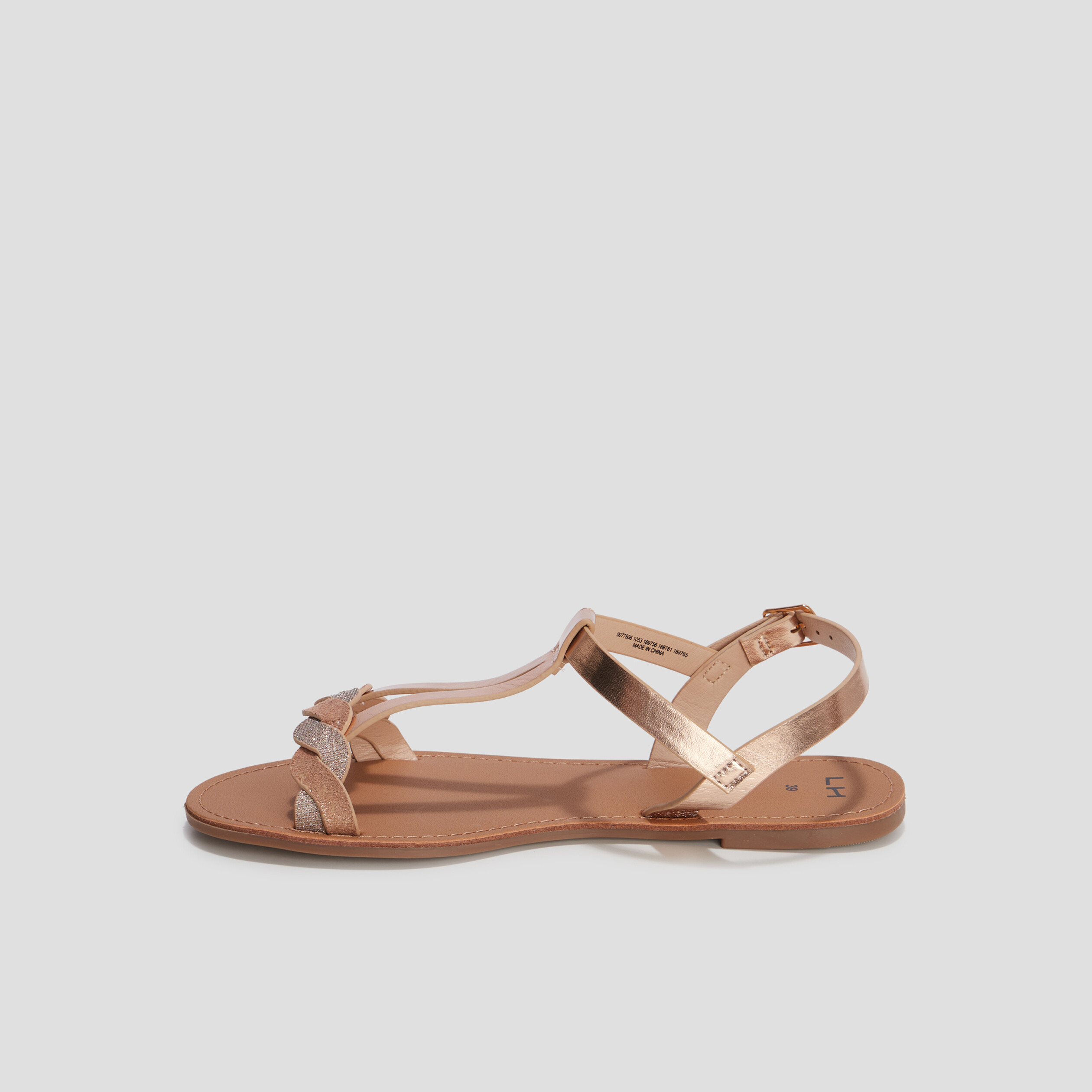 Sandales plates jaune or femme | La Halle