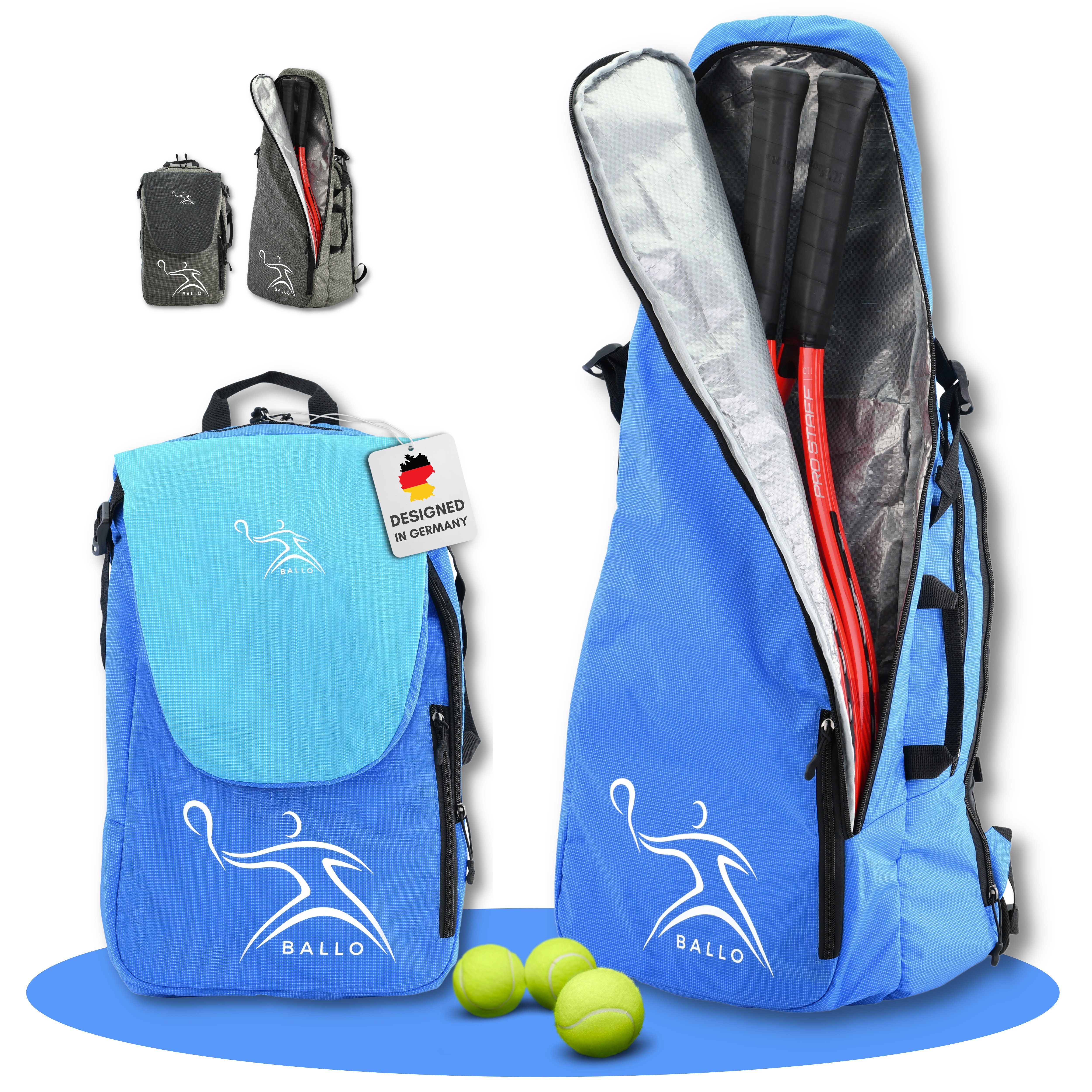 BALLO® Tennisrucksack Tennistasche Schlägertasche Rucksack Tasche Tennis Badmintion, separates Schlägerfach
