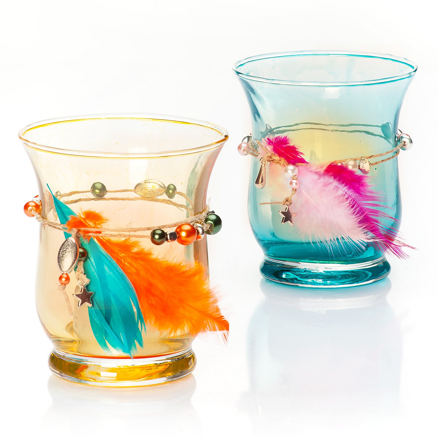 Glas-Windlichter, rund, 9 cm, 7,5 cm Ø, 4 Stück