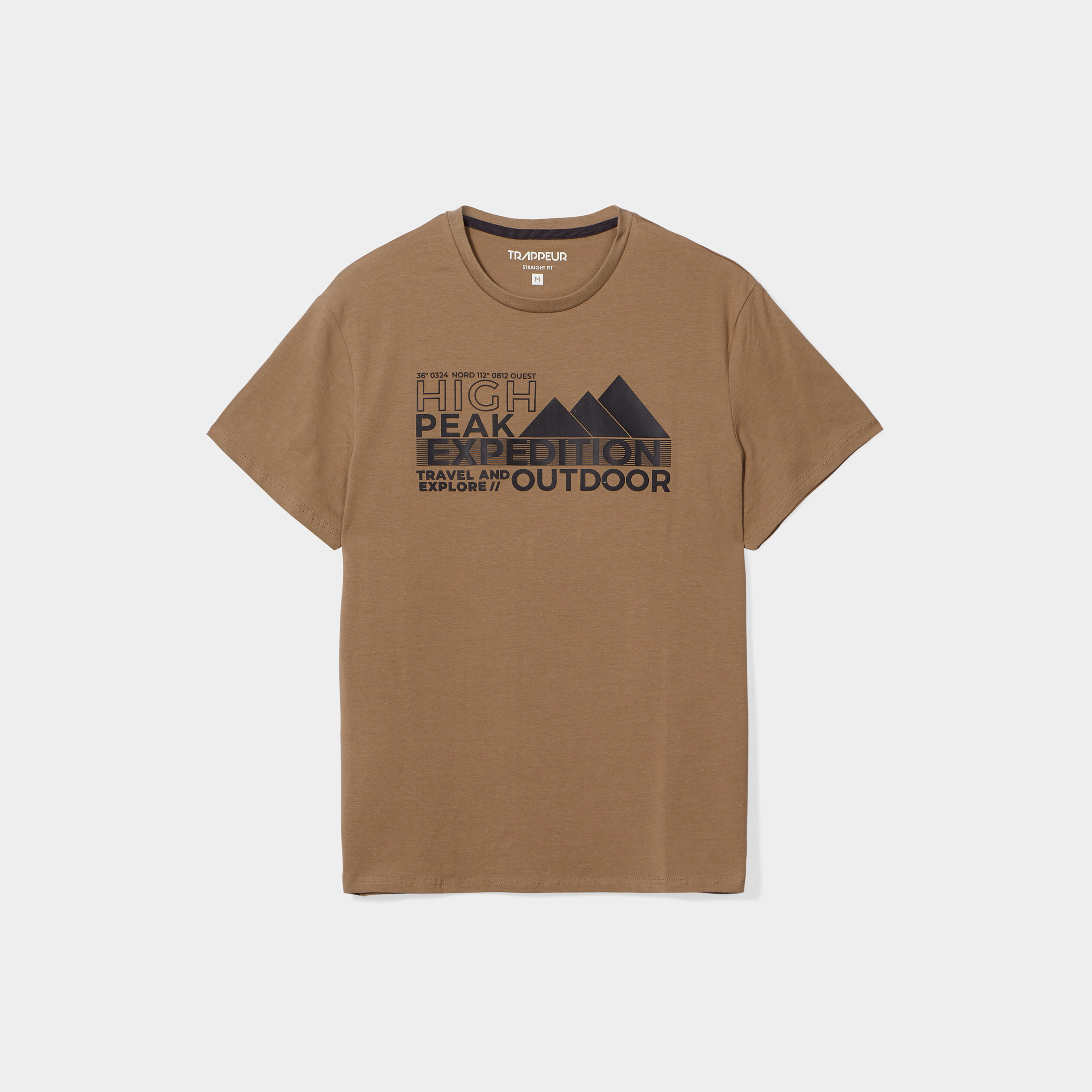 T-shirt manches courtes coton Liberto marron homme | La Halle