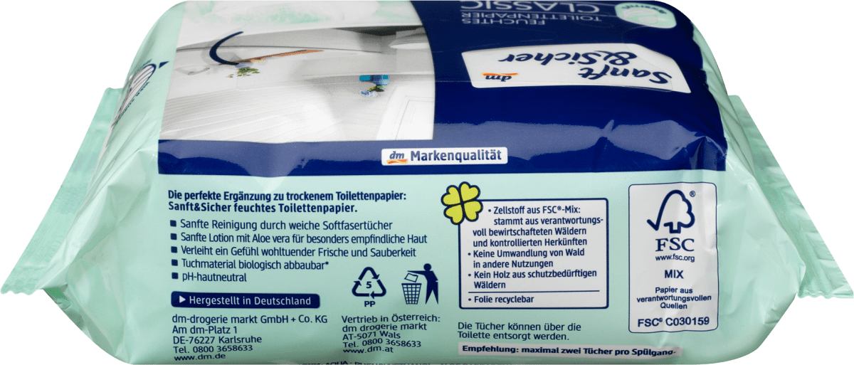 Feuchtes Toilettenpapier Classic Sensitive, 70 St