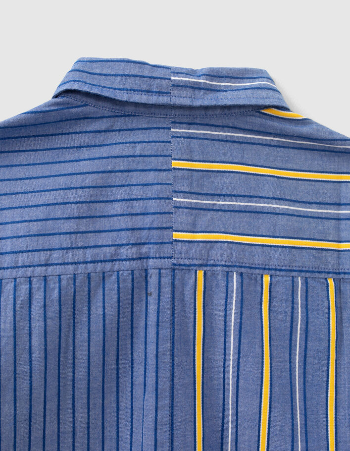 Chemise bleue avec mix rayures garçon