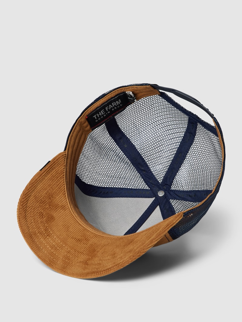 Trucker Cap mit Motiv-Patch Modell 'PANTHUROY' in cognac