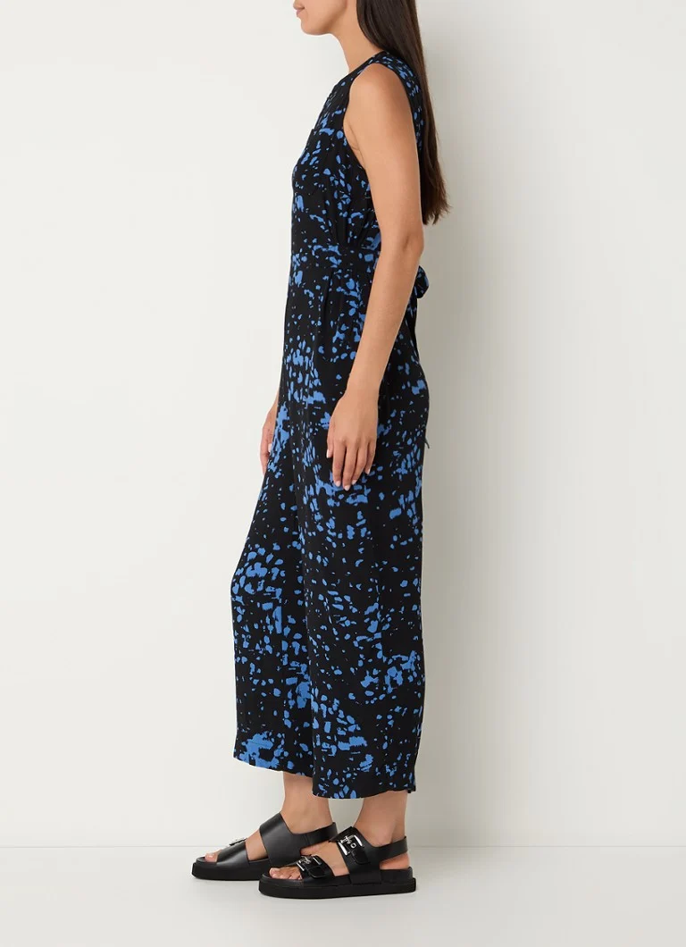 Whistles  Josie wide fit cropped jumpsuit met print en strikceintuur