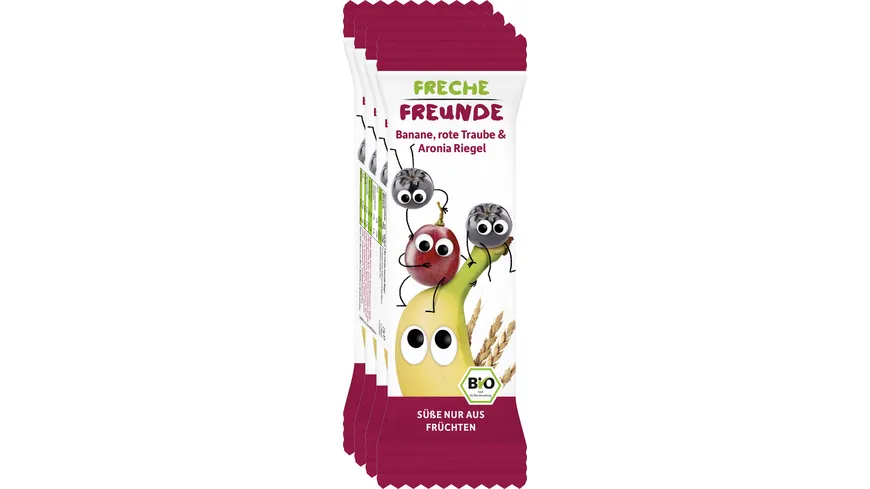Freche Freunde Bio Getreideriegel Rote Traube, Aronia & Banane 4er-Pack 92 g