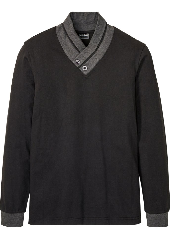 Langarmshirt mit Schalkragen, Slim Fit