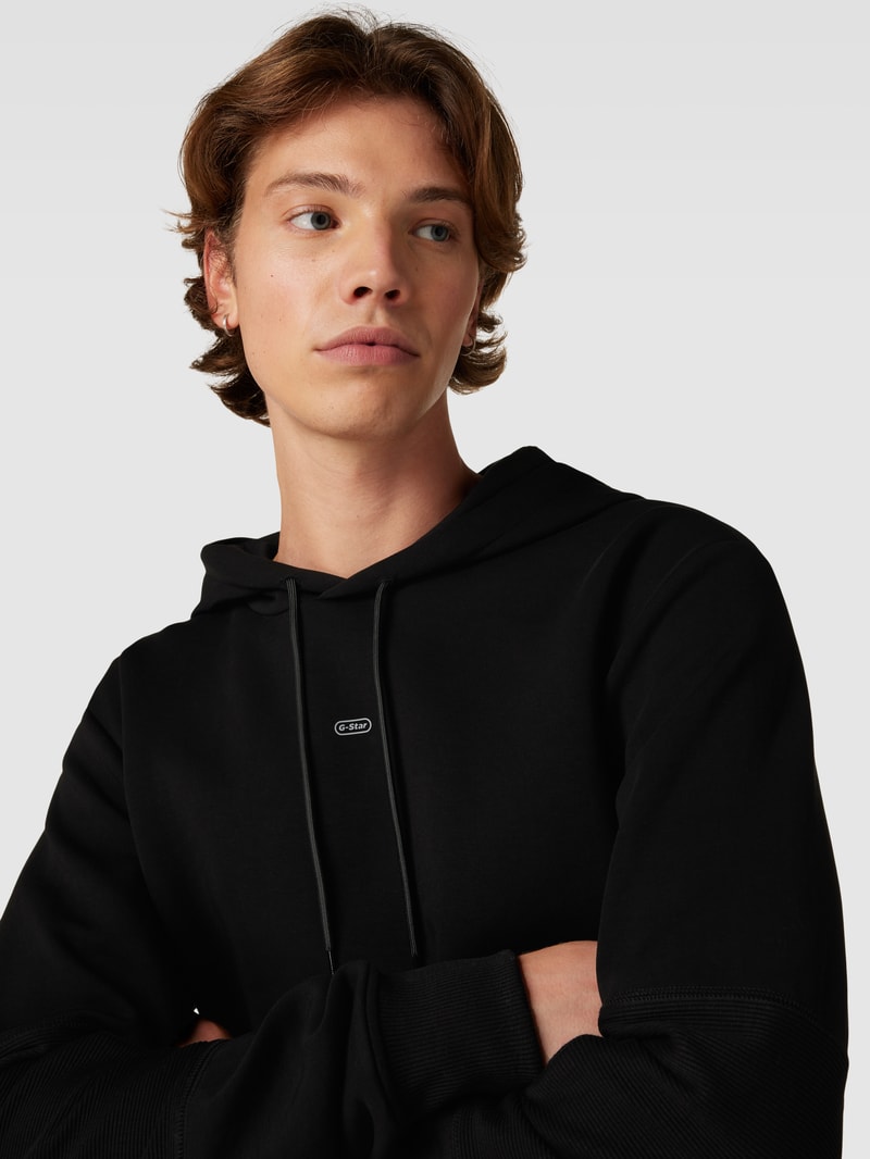 Hoodie mit Logo-Stitching Modell 'Moto' in schwarz