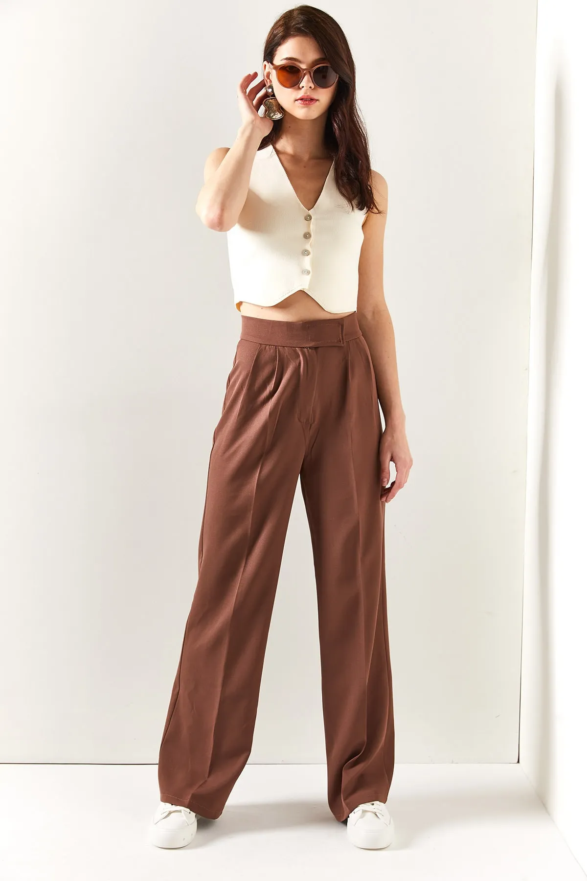 Olalook  Damen-Palazzo-Hose mit Erdbund und Klettverschluss, PNT-19000222