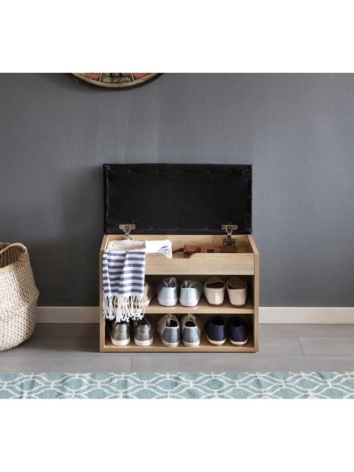 KADIMA DESIGN Schuhbank mit Sitzfläche Garderoben-Bank Holz 60 x 40 x 30 cm, in Sonoma günstig kaufen onesize