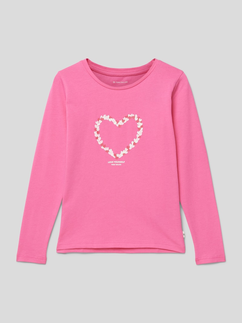 Longsleeve mit Herz- und Statement-Print in pink