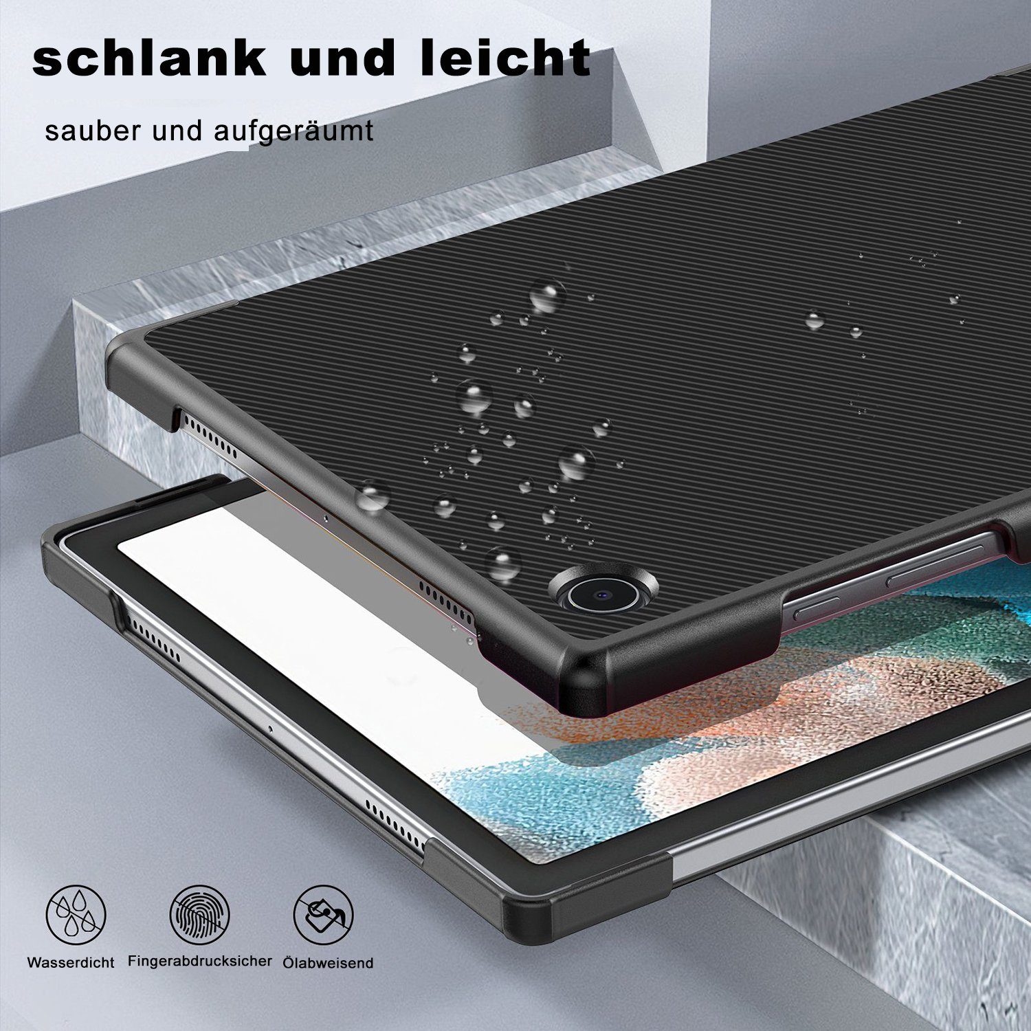 IBETTER Tablet-Hülle Tablet-Hülle Hülle für Samsung Galaxy Tab A8 10.5 2021 Ultra Schlank Kunstleder Schutzhülle Cover, mit Auto Schlaf/Wach Funktion