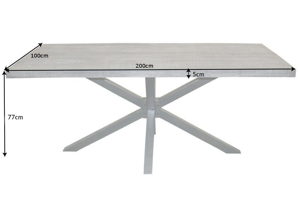 riess-ambiente Esstisch GALAXIE 200cm grau (Einzelartikel, 1-St), Massivholz · Metall · Küche · Industrial