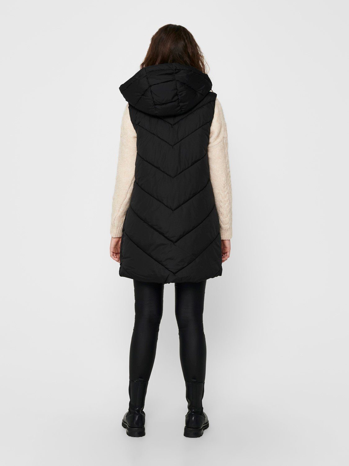 JACQUELINE de YONG Steppweste Lange Steppweste JDYSKYLAR Puffer Winterjacke ohne Ärmel (1-tlg) 3913 in Schwarz