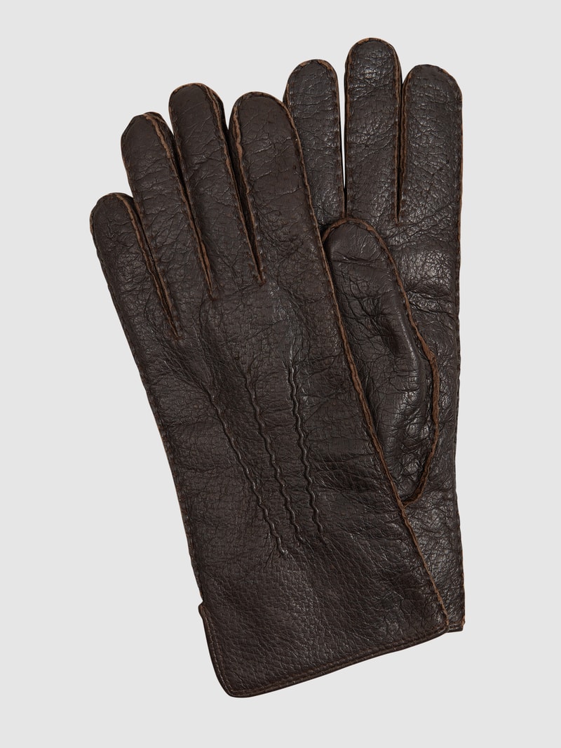 Handschuhe aus Peccaryleder in dunkelbraun
