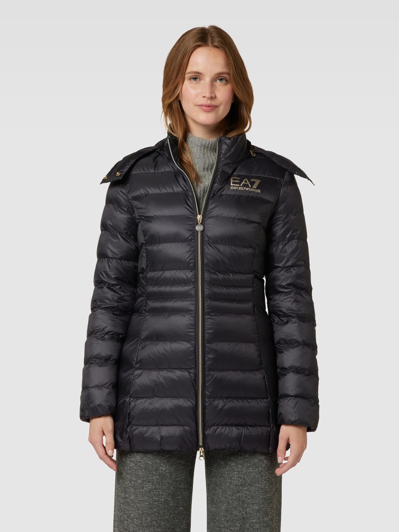 Steppjacke mit Logo-Print in schwarz