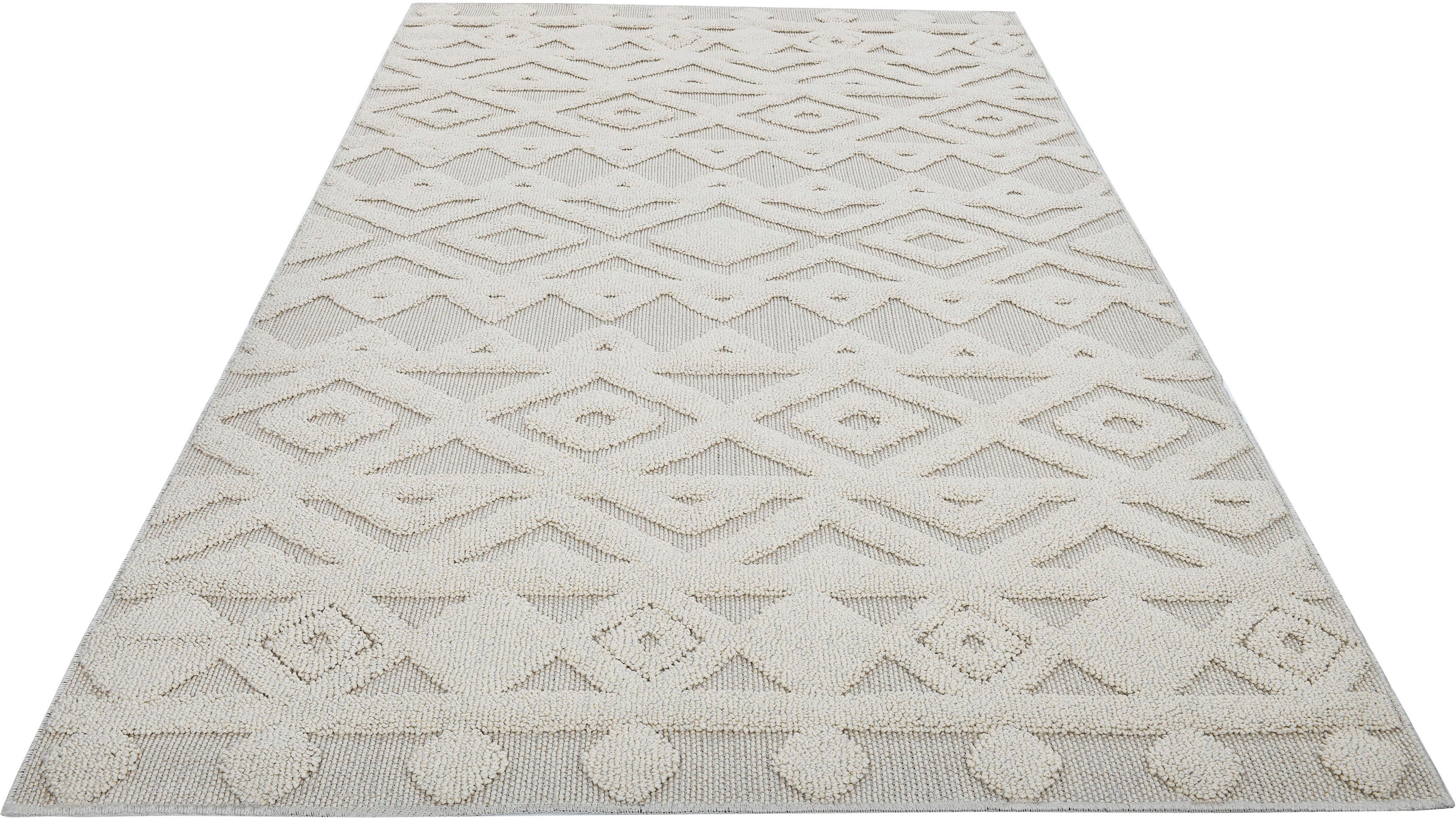 Teppich Askja, LeGer Home by Lena Gercke, rechteckig, Höhe: 18 mm, mit Woll-Look, Hoch-Tief Effekt, Teppich im Boho Stil