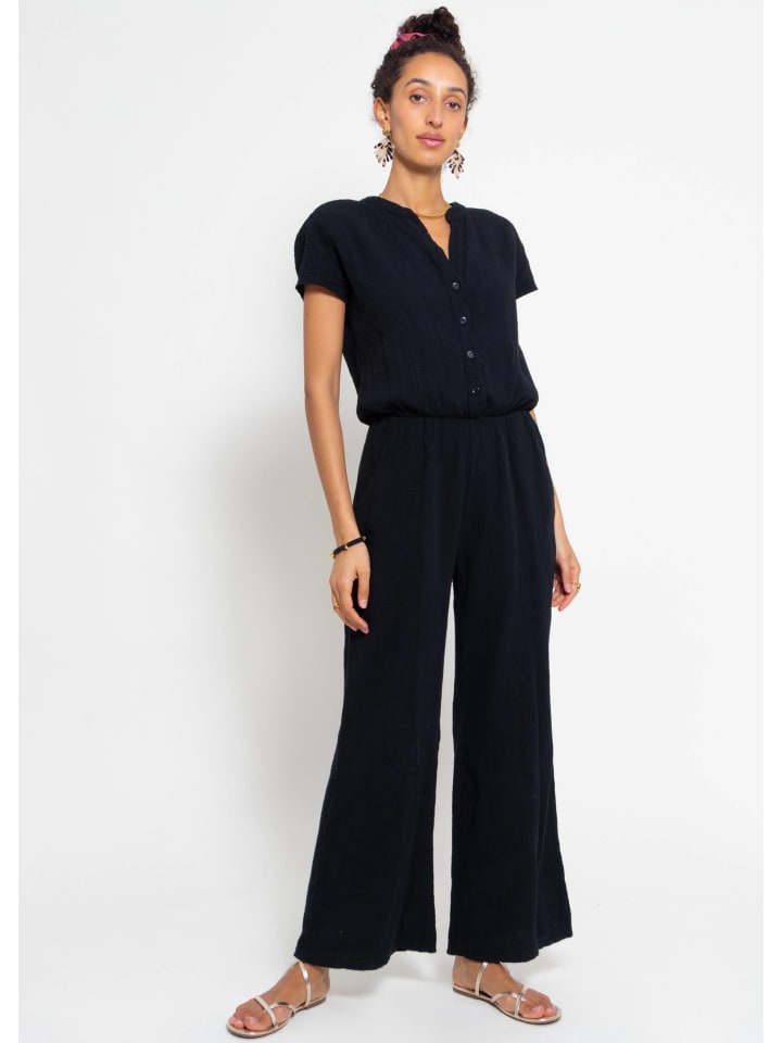 SASSYCLASSY Casual Musselin Jumpsuit in Schwarz günstig kaufen M