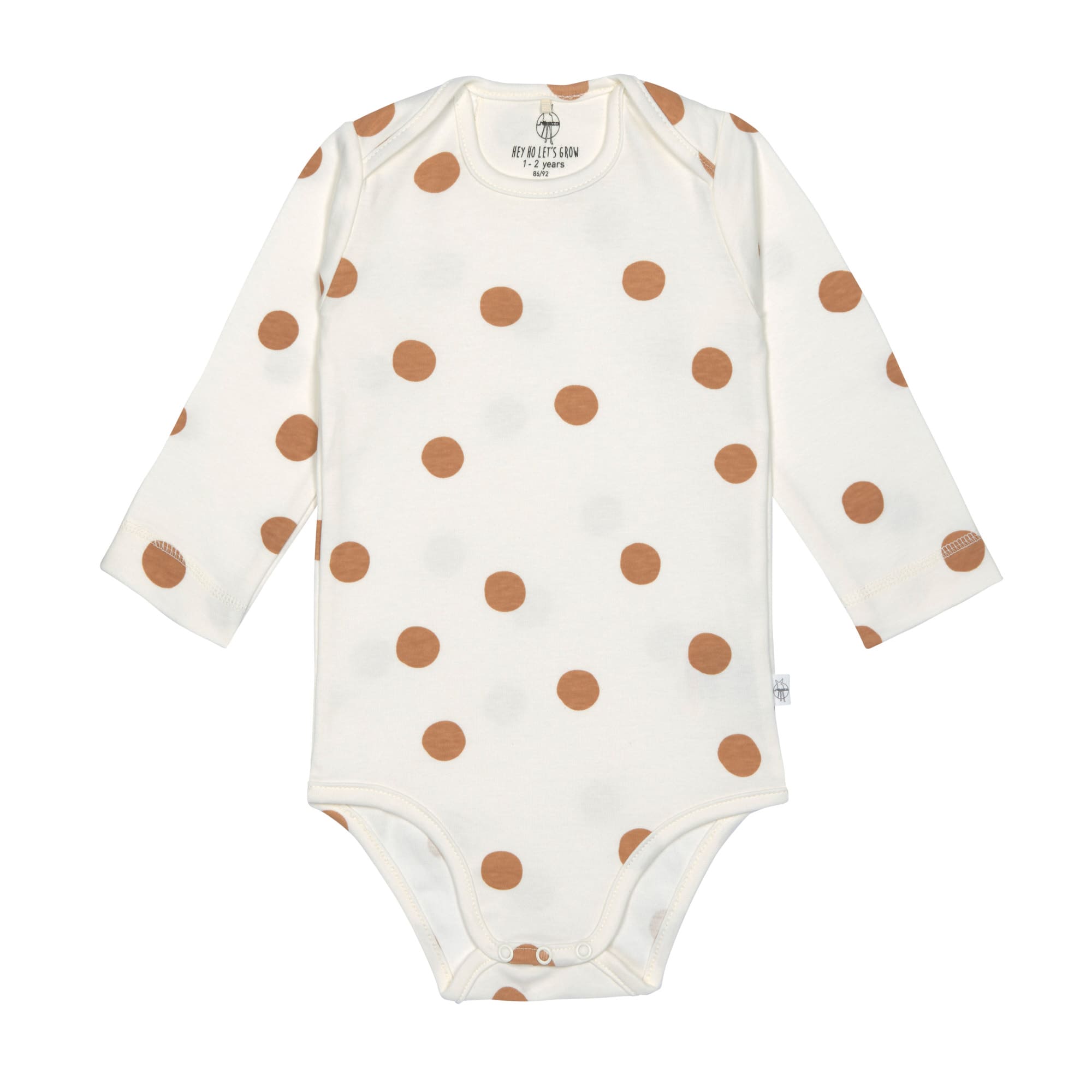 Baby Body langarm - Bio Baumwolle, Punkte, Weiß
