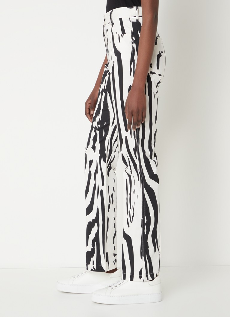 Laagam  Spike high waist straight fit broek met grafische print