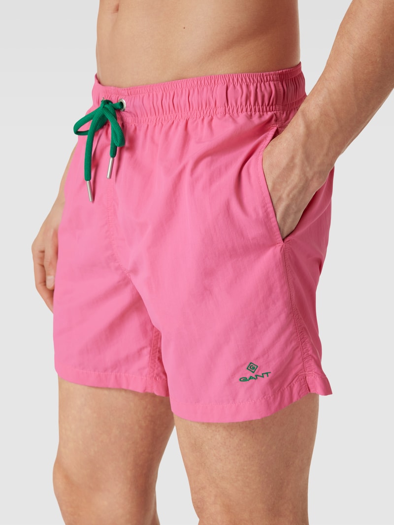 Badehose mit Label-Stitching in pink