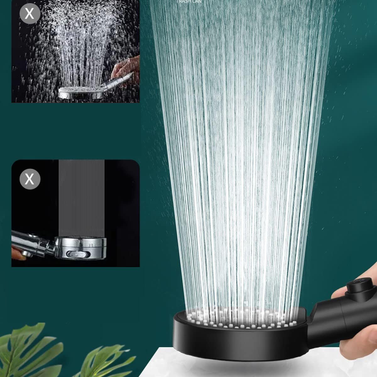 Bedee Handbrause Hochdruck Duschkopf Handbrause Wassersparende Duschbrause ‎Schwarz, (Set, 1-tlg., mit 1.5M Schlauch Duschkopf Wassersparend 5 Strahlarten), Duschkopf, Handbrause für Badezimmer