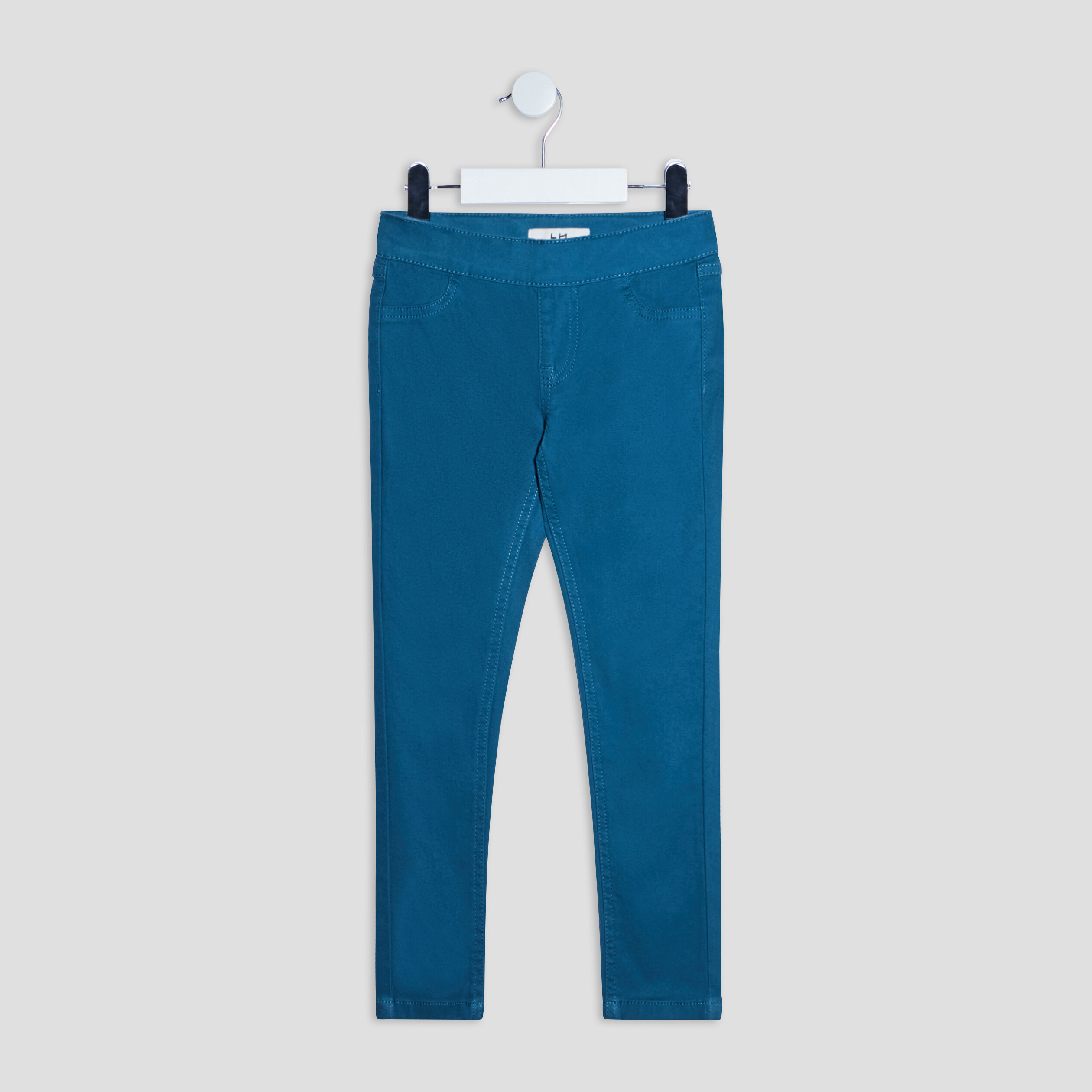 Pantalon tregging ajustable en coton bleu canard fille | La Halle