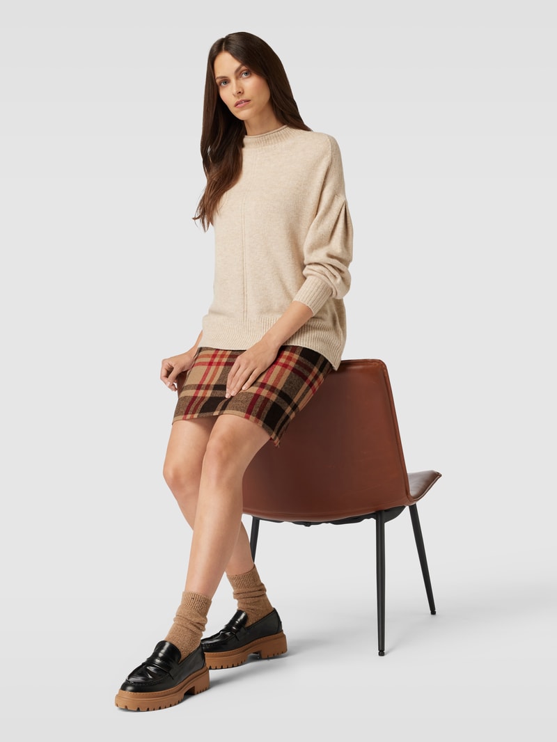 Knielanger Rock mit Allover-Muster in camel
