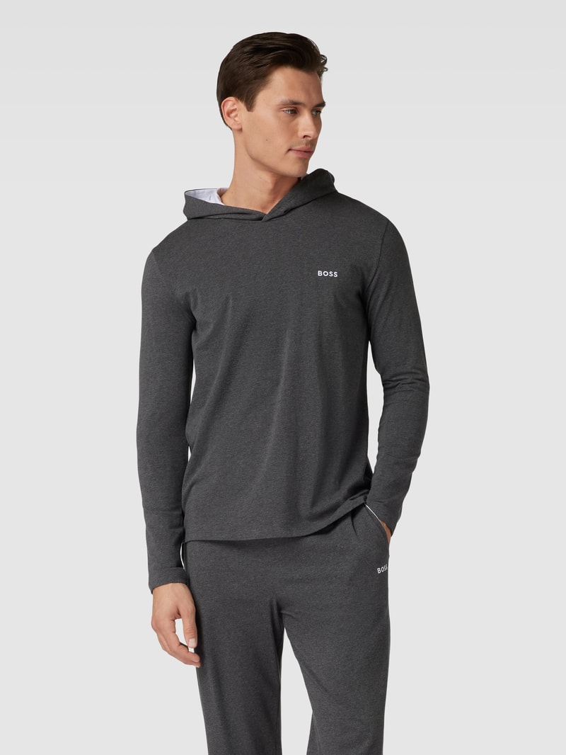 Longsleeve mit Kapuze Modell 'MIX&MATCH' in anthrazit meliert