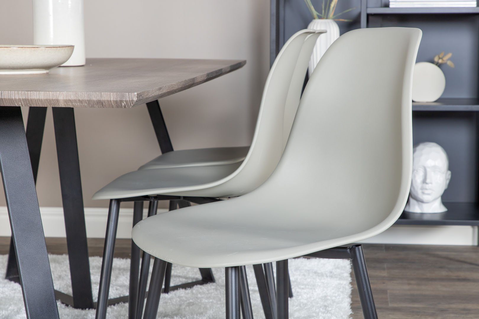 ebuy24 Essgruppe MarinaGRBL Essgruppe Esstisch El Holz dekor grau u, (7-tlg)