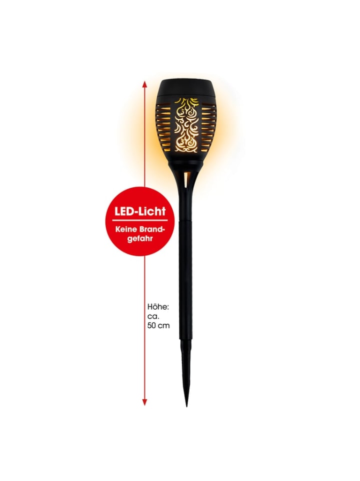 EASYmaxx Solar Fackel mit LED-Flammeneffekt - schwarz  Garten Deko günstig kaufen onesize