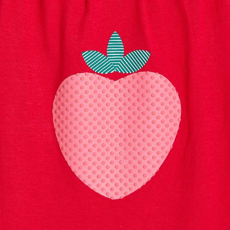 Combi courte à bretelles fraise rose bébé fille