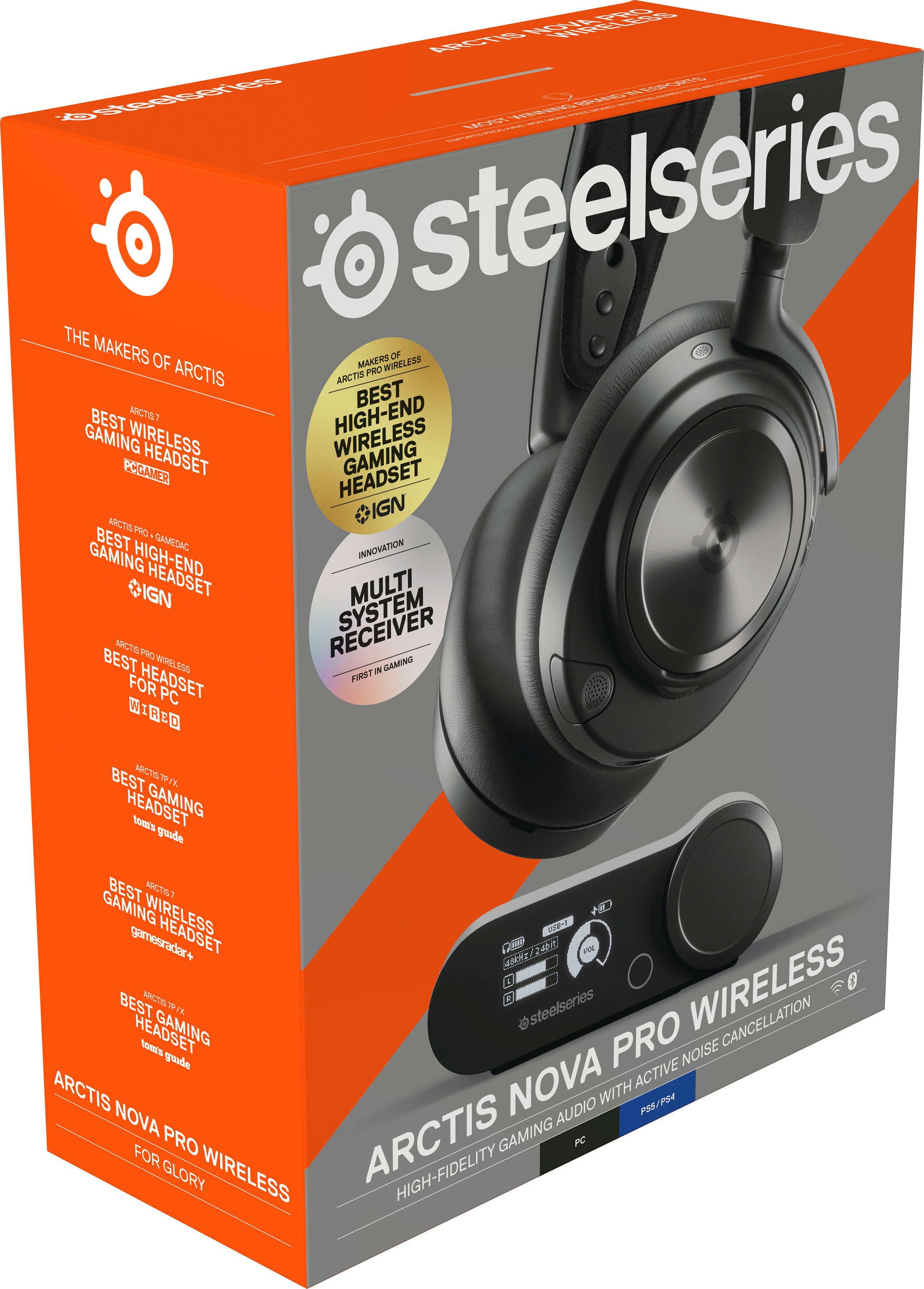 SteelSeries Arctis Nova Pro Wireless Gaming-Headset (Mikrofon abnehmbar, Noise-Cancelling, Bluetooth, Wireless)