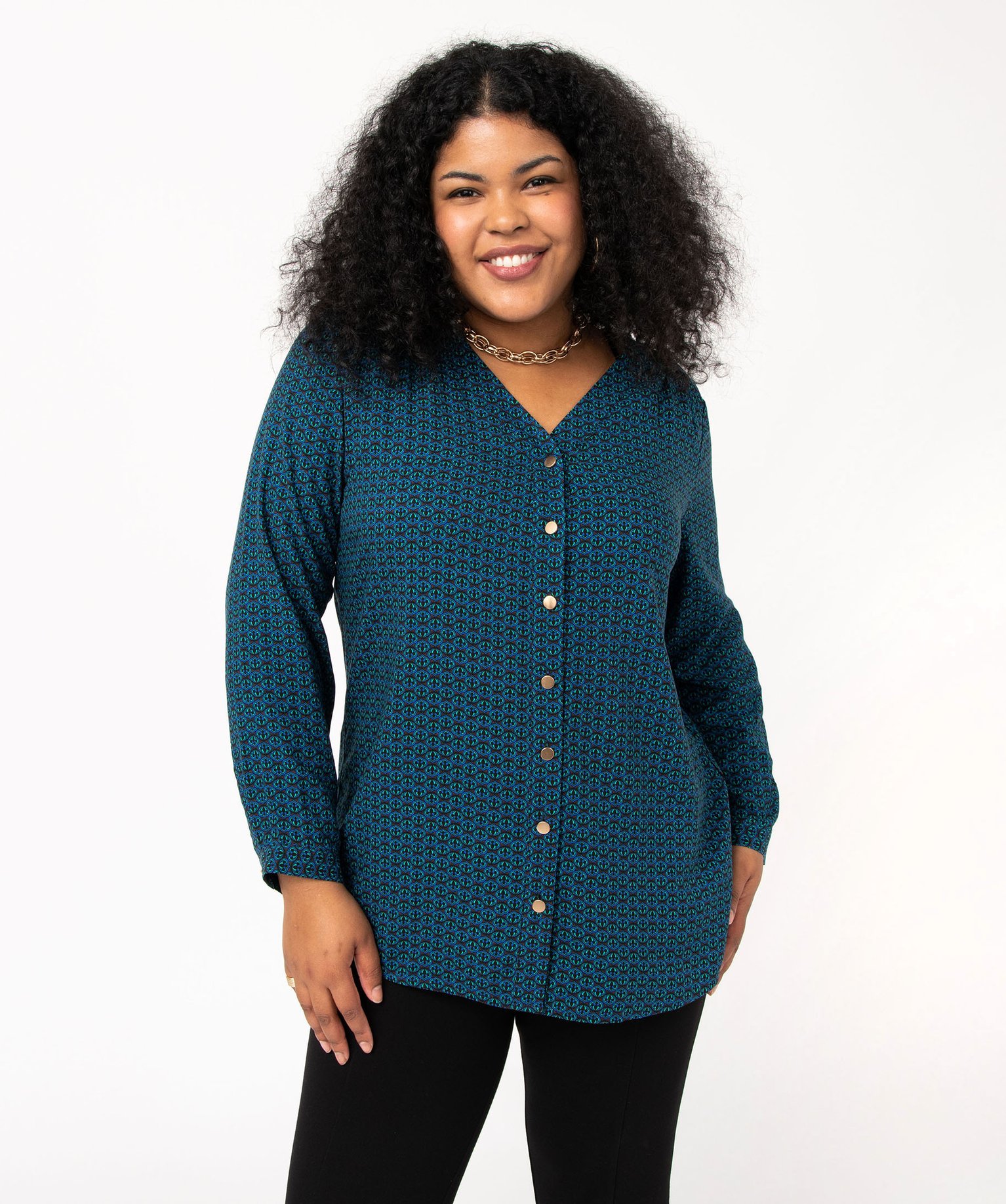 Chemise à manches longues imprimée femme grande taille imprime | GEMO