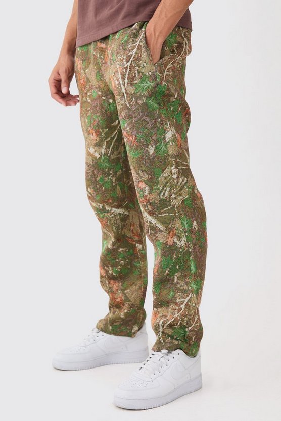 Camouflage Hose mit geradem Bein und elastischem Bund